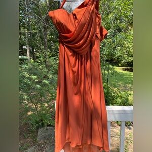 Elegant Orange Drape Dress